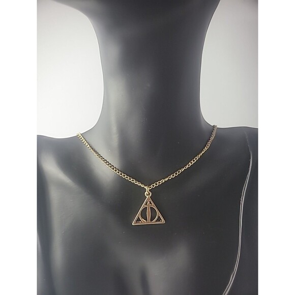 Vintage Harry Potter Deathly Hallows Necklace Pendant Jewelry Costume - Picture 1 of 11